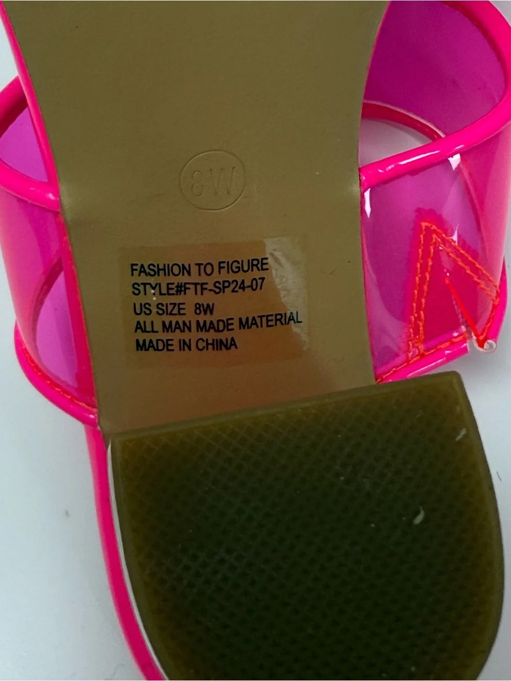 Fashion to Figure Neon Hot Pink Clear-Strap Slide Mules - Berlynne
